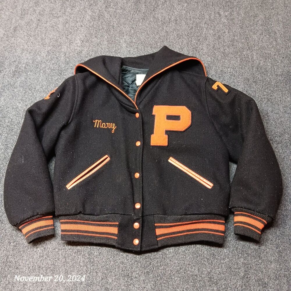Vintage General Sports Orioles Varsity Bomber Jacket‎ Women Medium Black 1979
